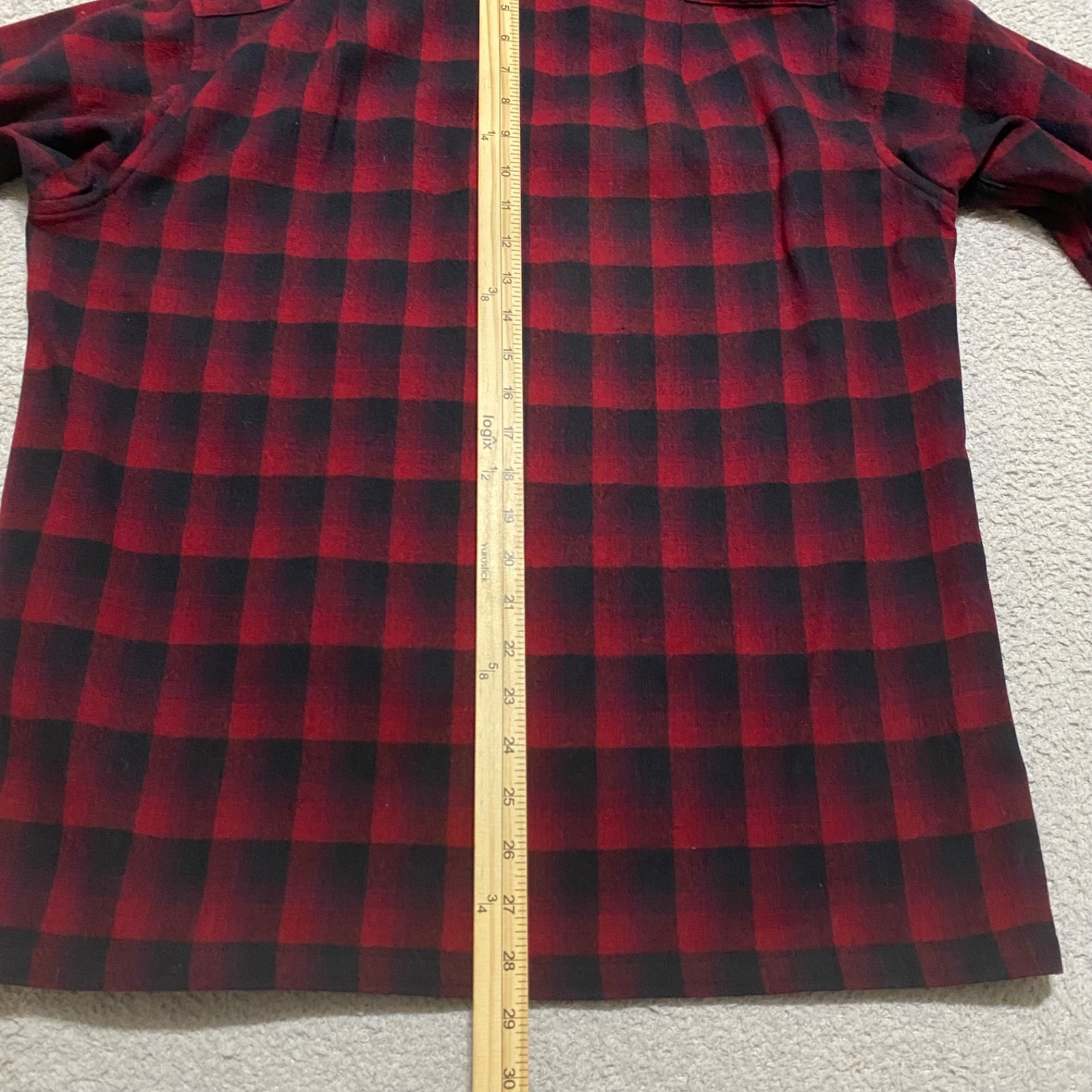 Pendleton Mens Medium Board Shirt Red Plaid Button Front Elbow Patches Wool