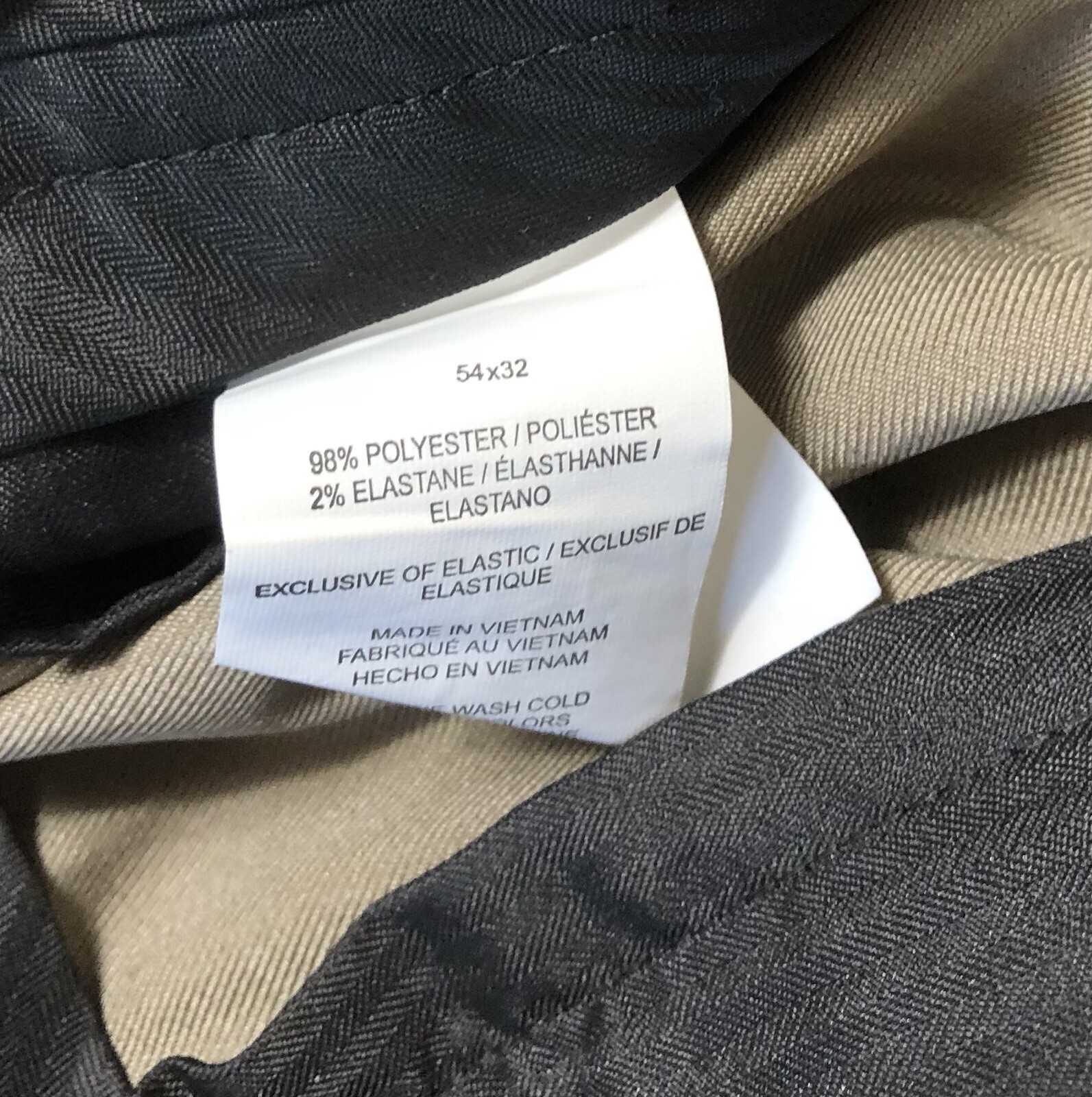 New Mens Savane Straight Leg Stretch Crosshatch Dress Pants 54 x 32 Tan Khaki