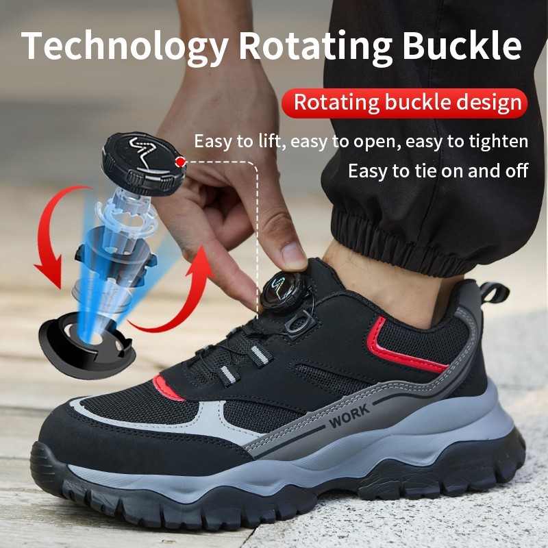 Work Safety Shoes For Men Breathable Work Sneakers Steel Toe Shoes Anti-puncture