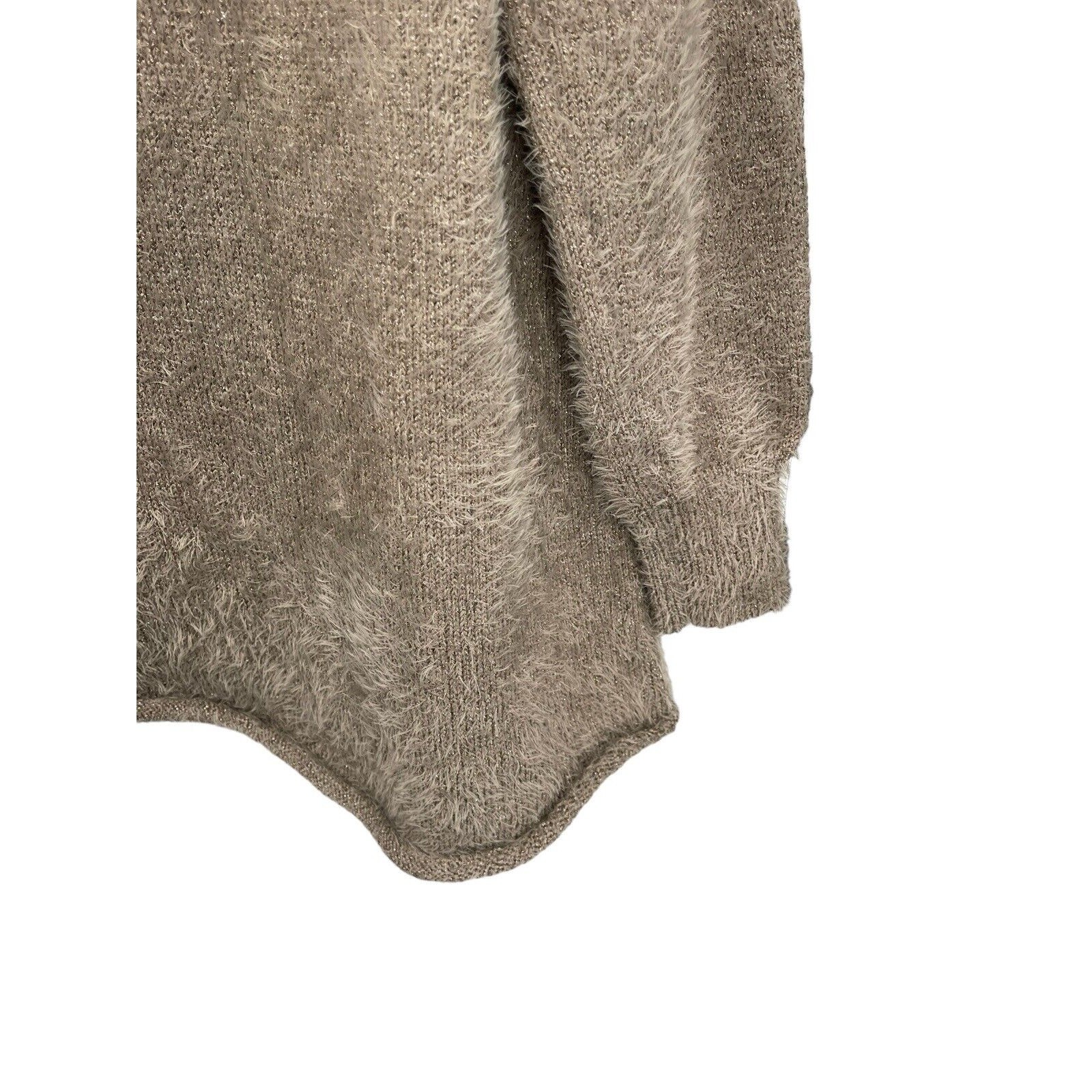 NWT Soft Surroundings Subtle Shimmer Sweater Eyelash Fuzzy Greystone Medium
