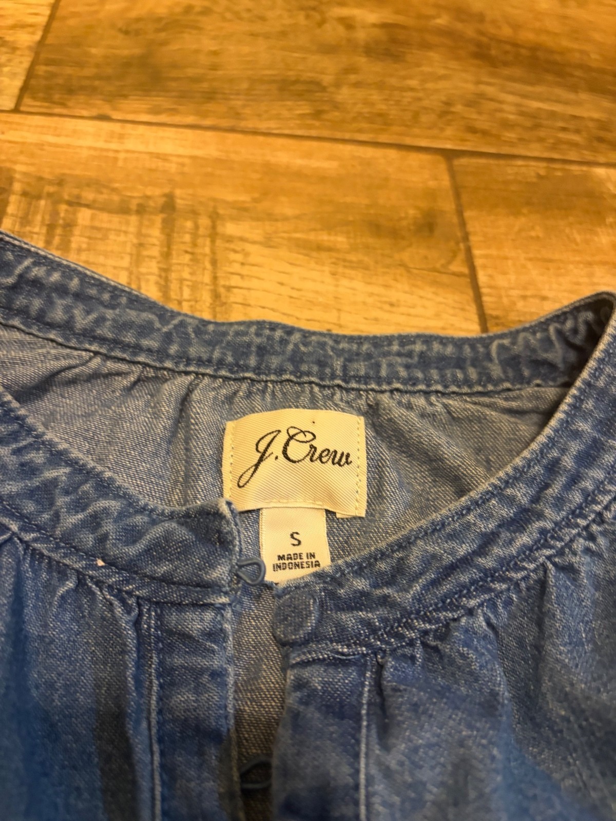J. Crew Denim Chambray Popover Shift Dress Long Sleeve with Buttons Size Small