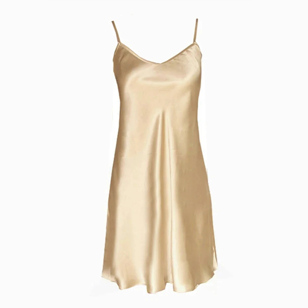 100% Mulberry Silk Nightgowns for Women Silk Short Sexy V Neck Ladies Sleepwear