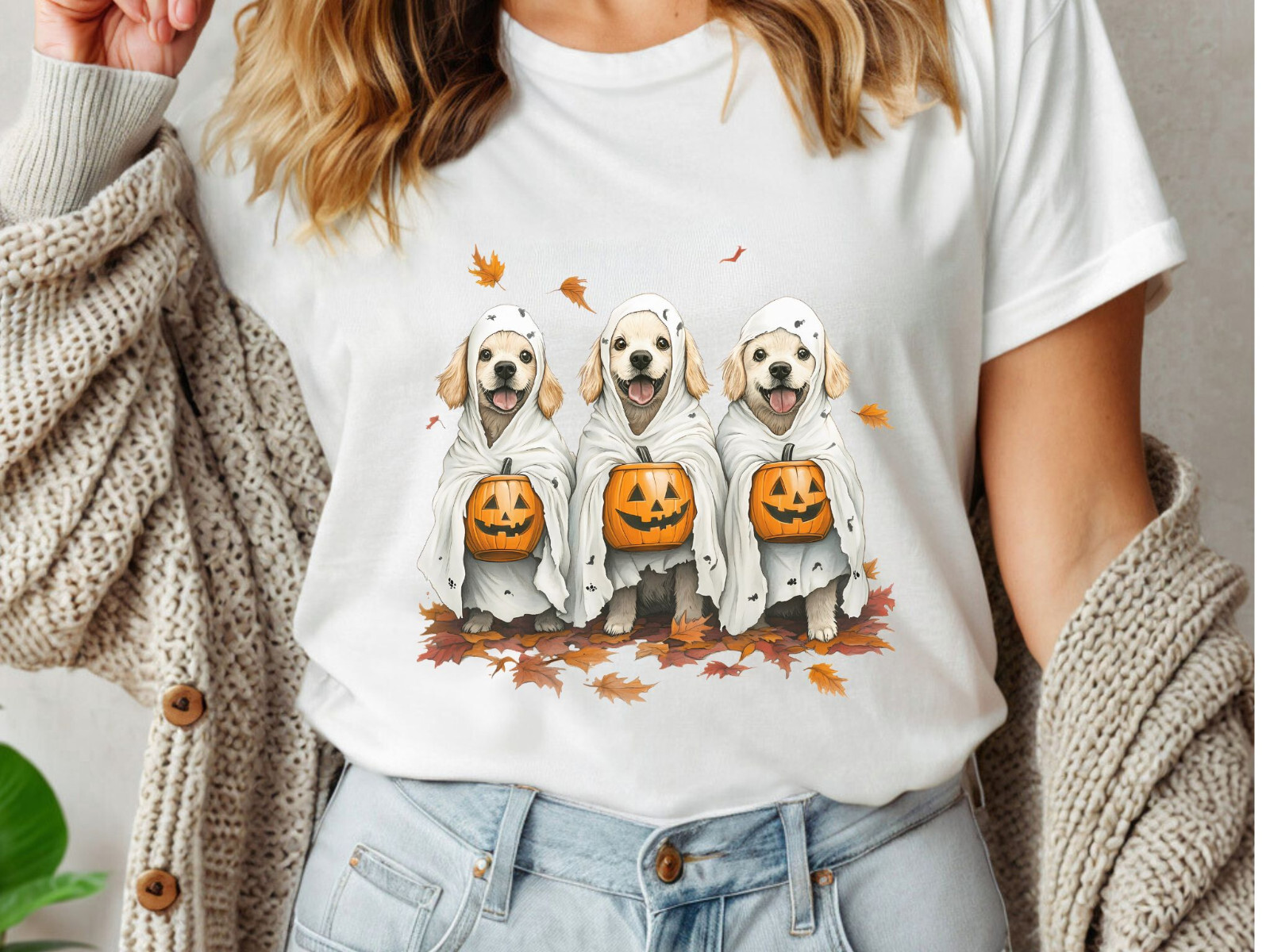 Dogs Trick or Treating, Halloween shirt, Dog Shirt, Dog Lover Tee, Ghost Dog