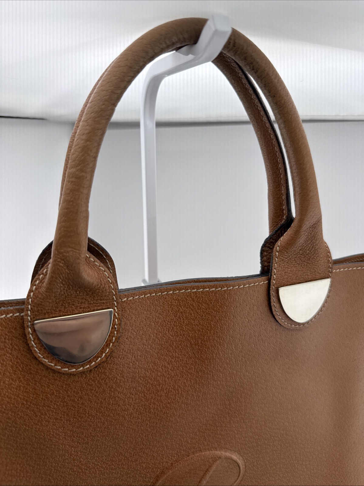 Vintage Lederer Made Italy Brown Pebbled Leather Large Tote Shopper Handbag