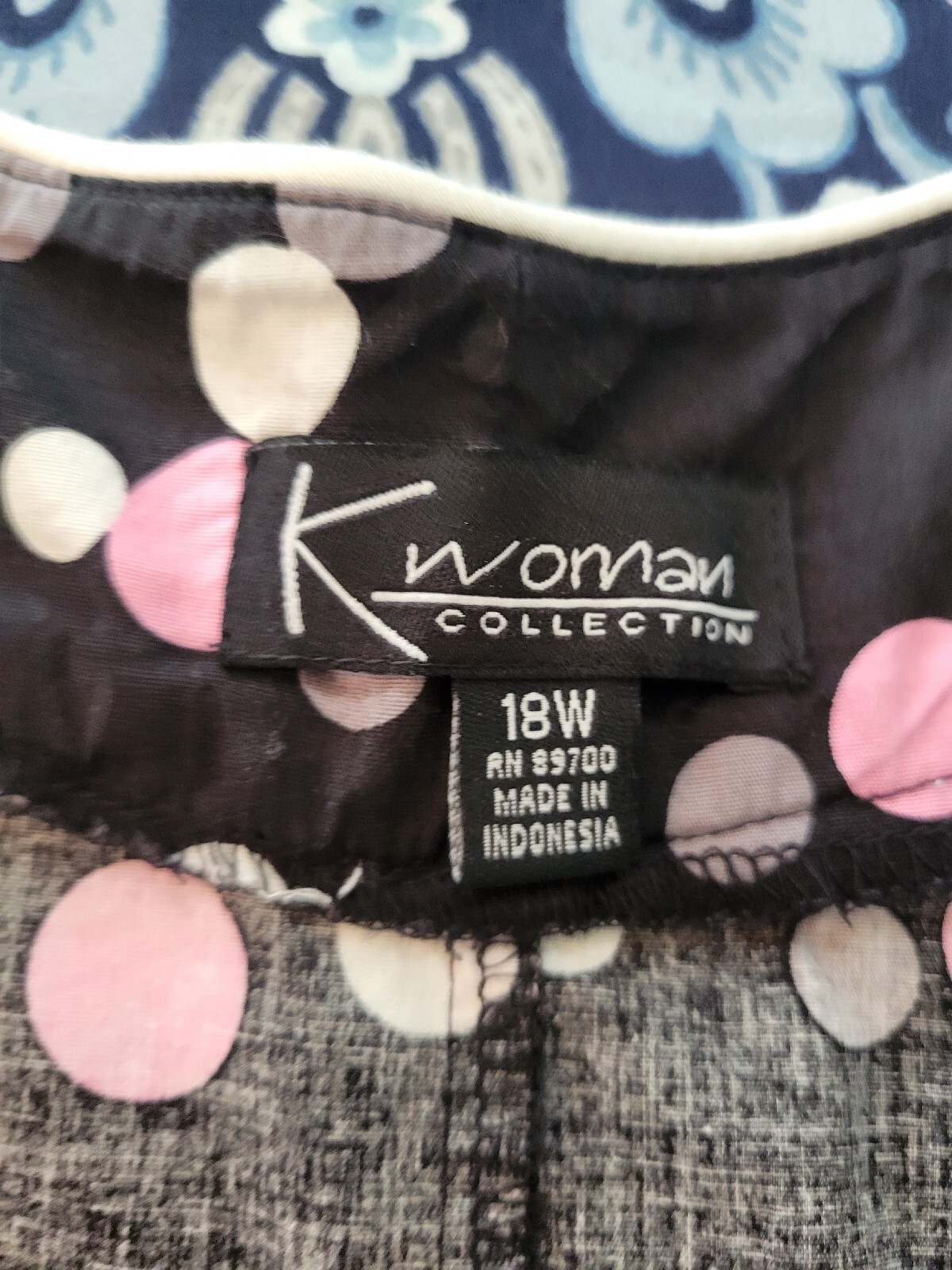 Black Pink Polka Dot Blouse Womens 18W Sleeveless Side Zip Plus Size