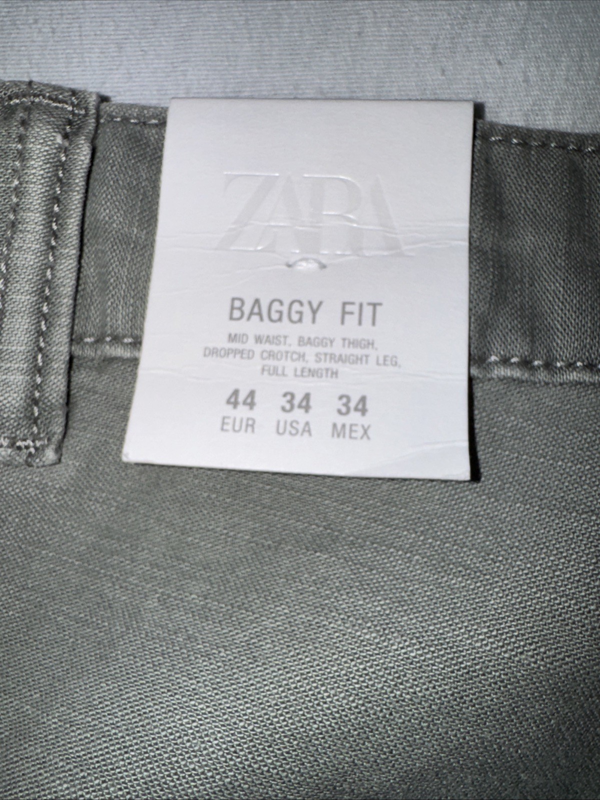 Grey Straight Fit Zara Baggy Carpenter Loop Jeans Size 34×30 New With tags