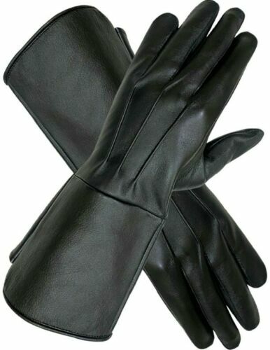 Men’s Medieval Renaissance Costume Cosplay Leather Gauntlets Long Arm Gloves