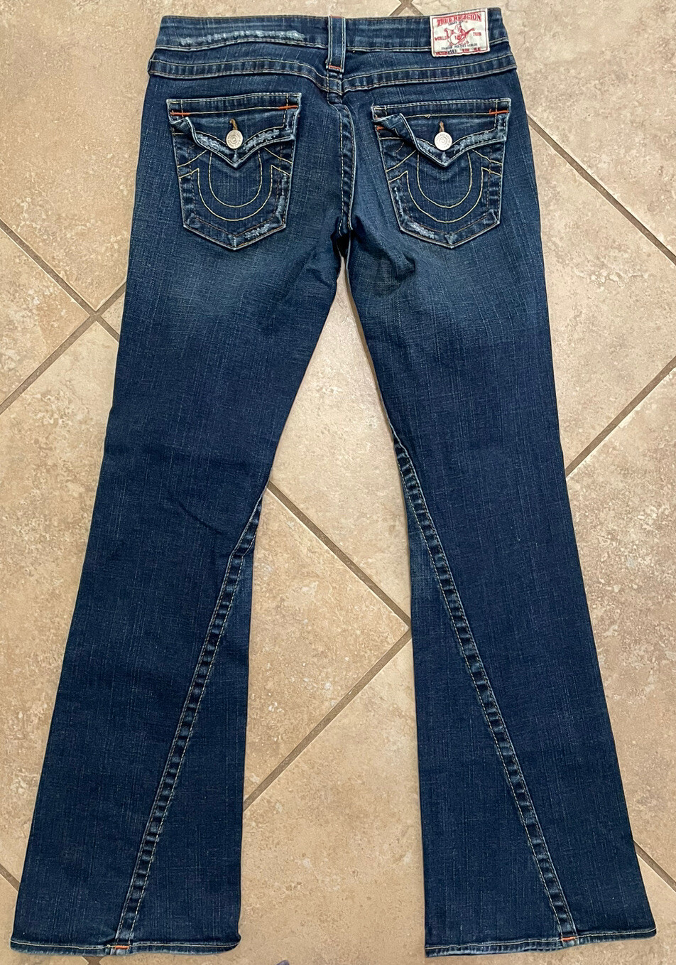 True Religion Jeans Bridget Stone & Tint Low Rise Made In USA 29 Twisted Flare