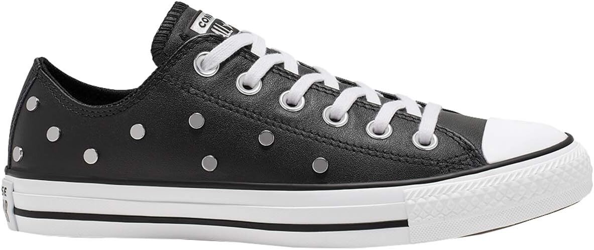 Converse Womens CTAS Ox Leather Black Pure Silver White Trainers Choose Size New