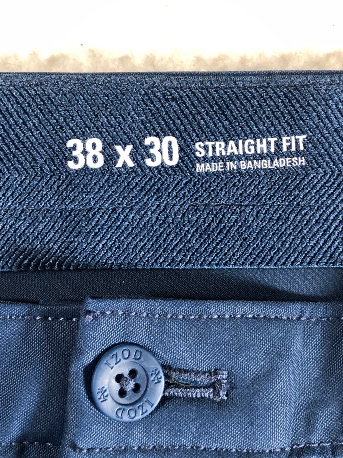 IZOD Advantage Men’s Chino Pants Flat Straight Fit Blue Cotton Stretch 40×30