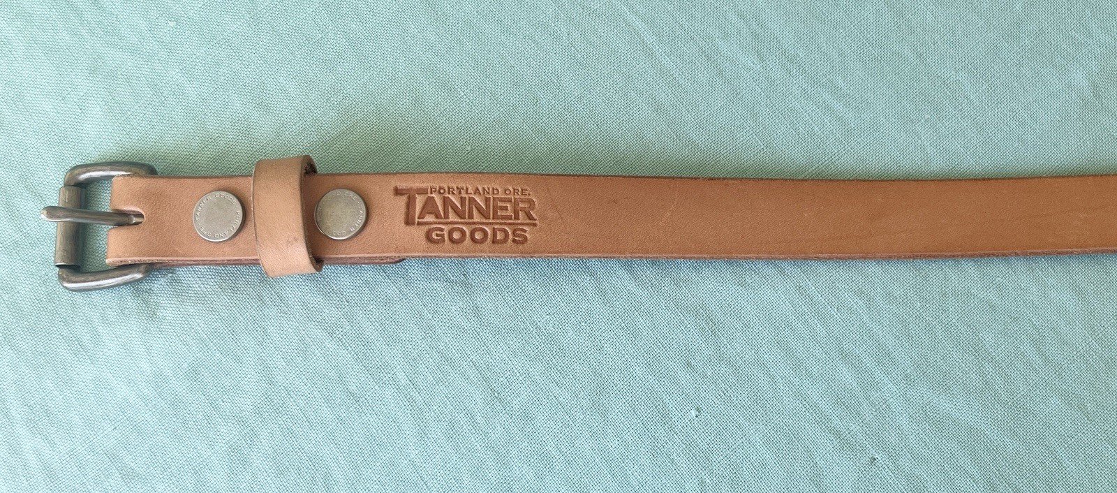 Tanner Goods Ret$115 1” Skinny Standard Leather Belt 34 Natural Gunmetal Black