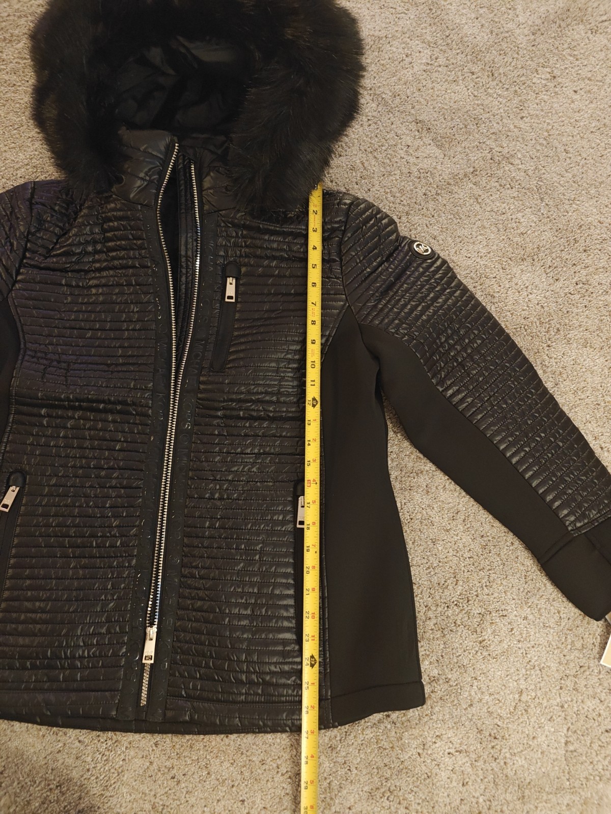 NWT MICHAEL MICHAEL KORS MIXED QUILTED FAUX FUR TRIM HOODED COAT XL