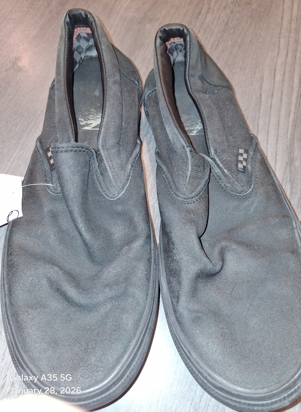 Men’s Size 11.5 VANS Sneakers Slip-on Triple Black Casual Travel Gym