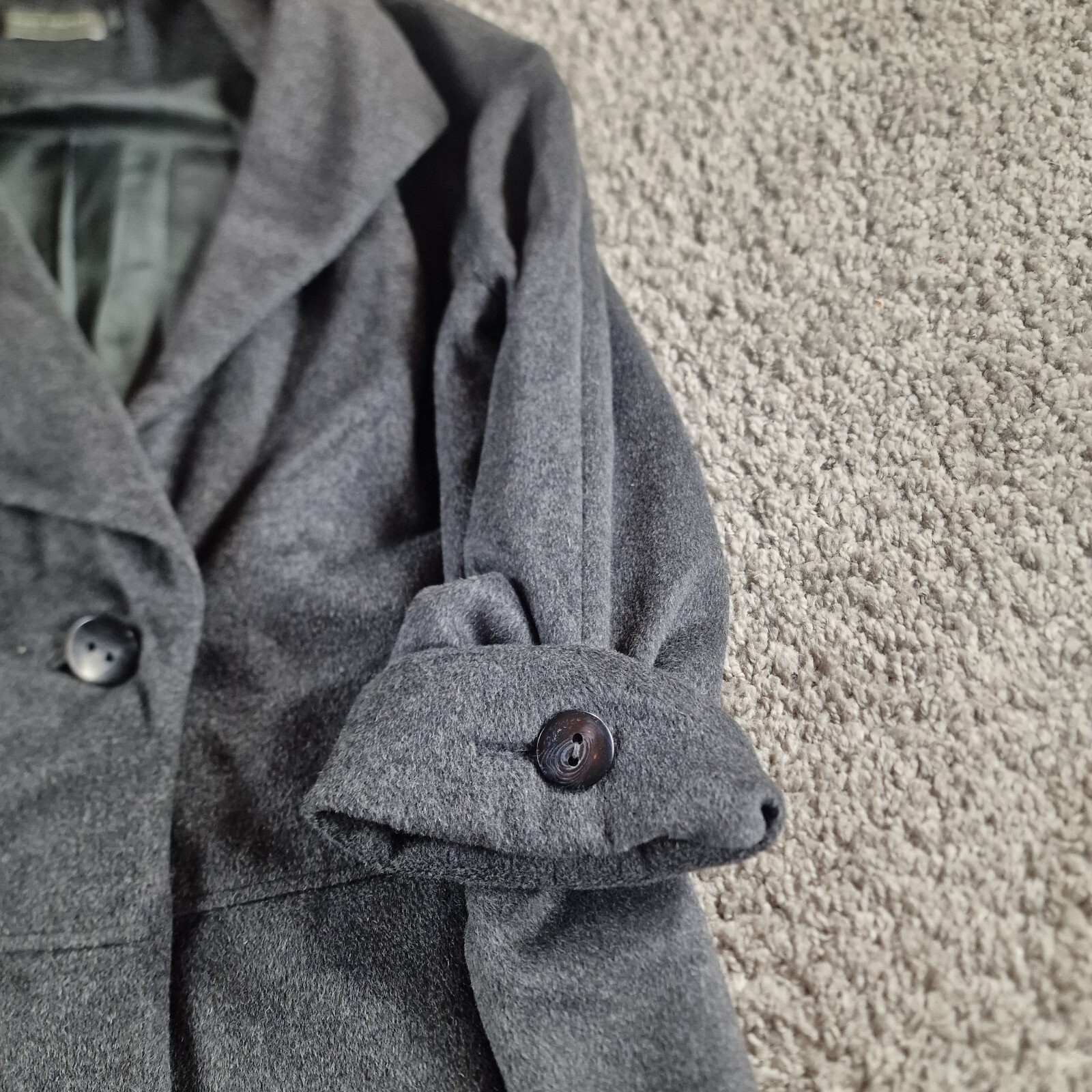 Mint Velvet Coat Womens 12 Grey Wool Jacket Warm Winter Long R17-13