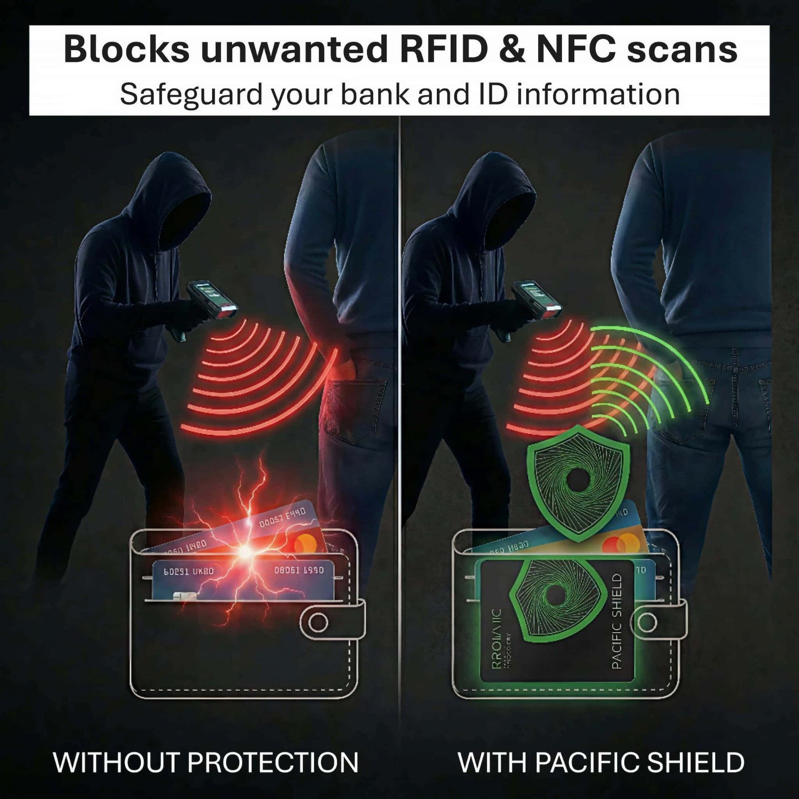 RFID Blocking Card (4 Pack) Identity Protection Wallet Credit Cards Debit ID NFC