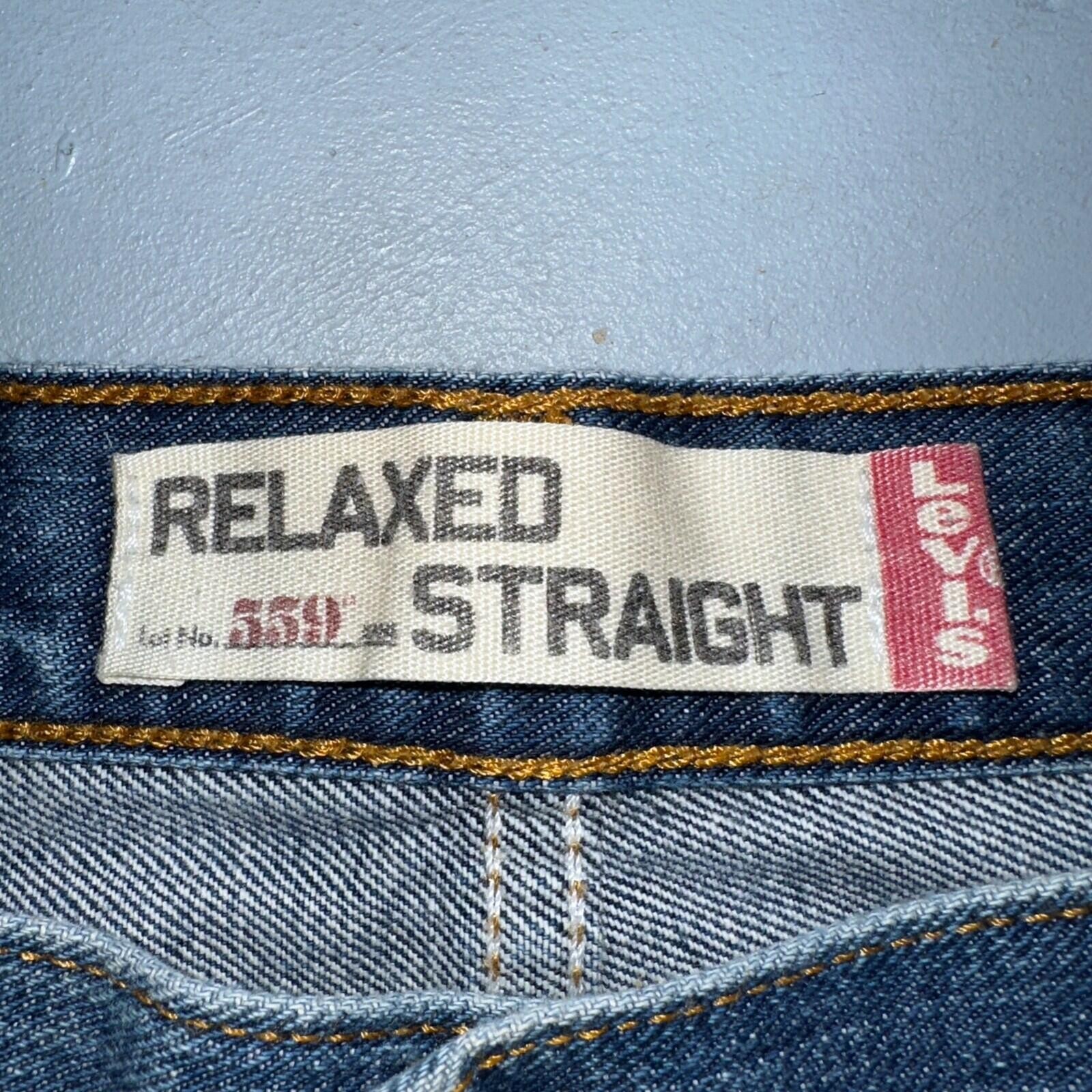 Levis 559 Relaxed Straight Fit Rugged Dark Blue VTG Y2K Denim Jeans Mens 36×32