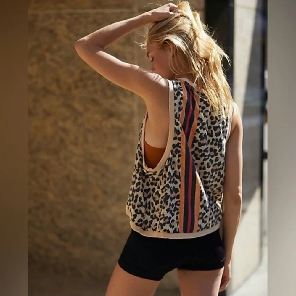 Free People Movement Leopard Combo Sleeveless Love Tank Top Sz M