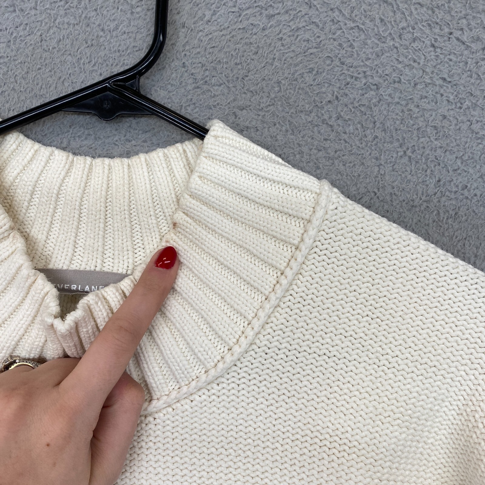 Everlane Sweater Womens Small Boxy Mock Neck Cream Knit Neutral Pullover Ivory