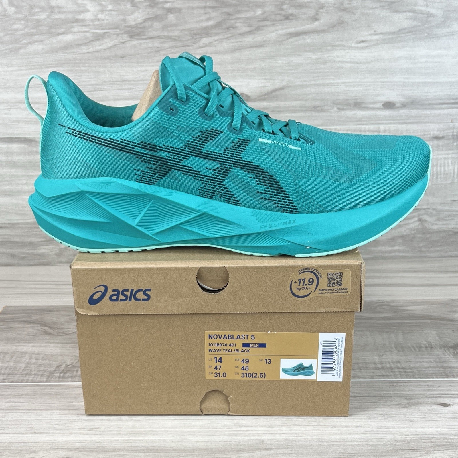 ASICS Novablast 5 1011B974-401 Wave Teal Black Men’s Running Shoes Mens Sz 14