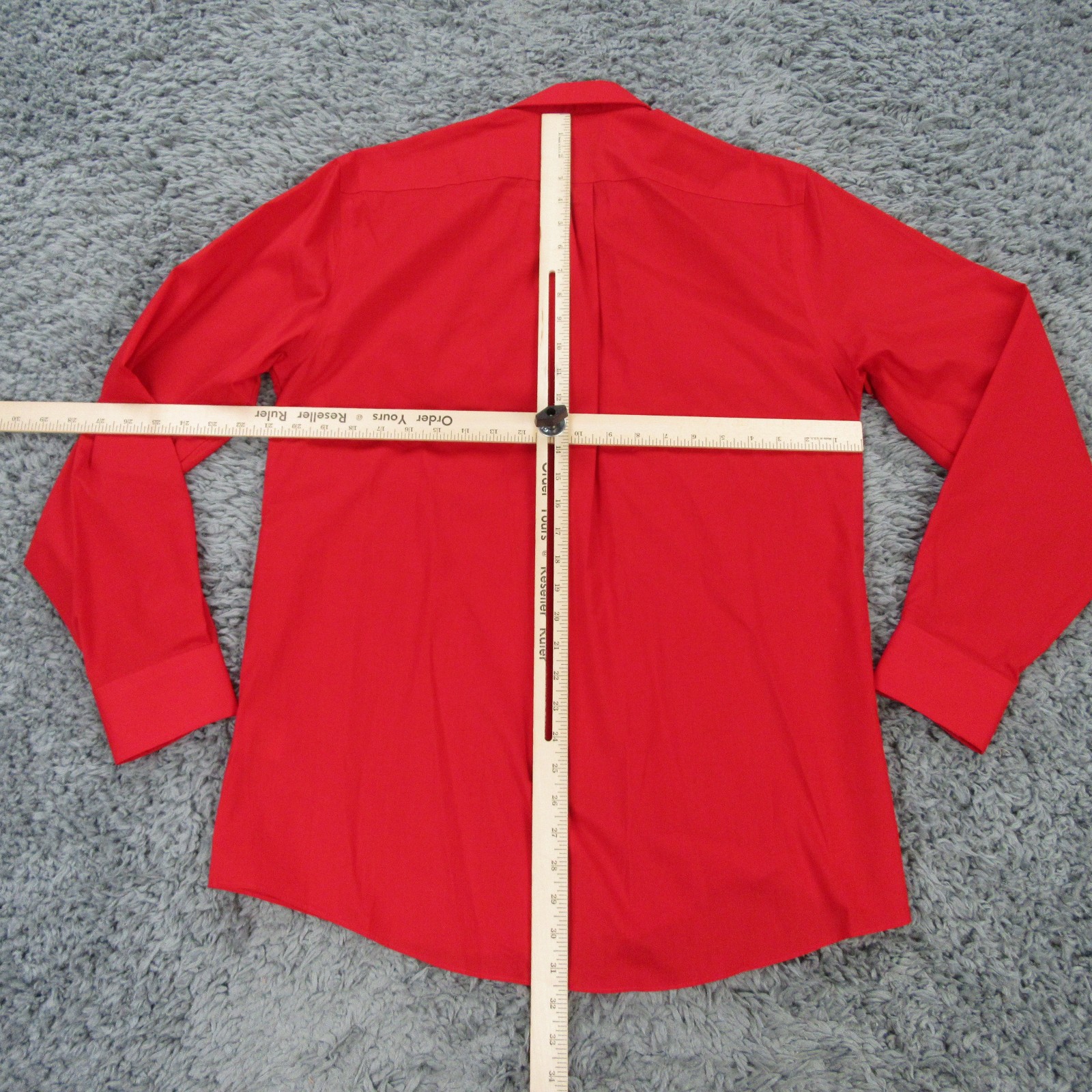 Stafford Travel Shirt Mens Medium Red Regular Fit Broadcloth Easy Care Button Up