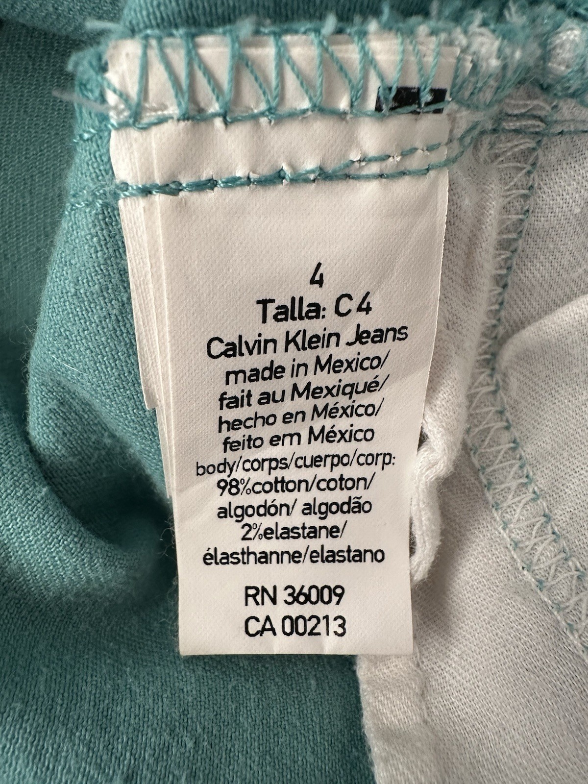 EUC CALVIN KLEIN JEANS Talla Shorts Women’s Size 4 Aqua Green 98% Cotton 5 Pkt