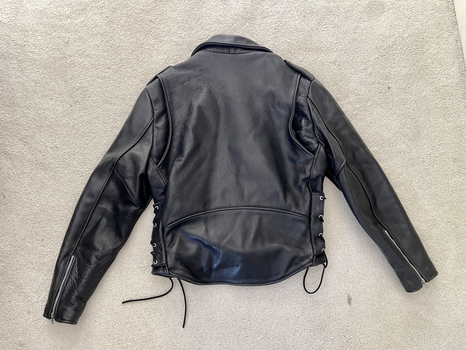 Natel Black Leather Heavy Motorcycle Moto Biker Jacket Made in USA – READ