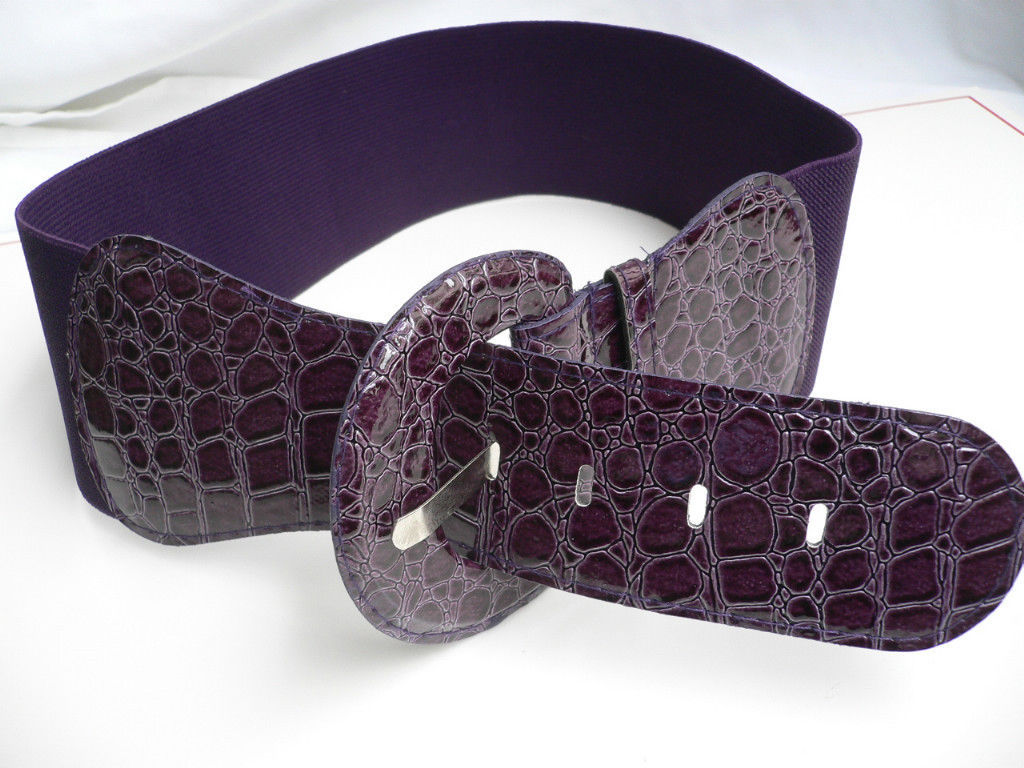 WOMEN HIP ELASTIC FABRIC HIGH WAIST PURPLE COLOR WIDE FASHION BELT SIZE XS S M