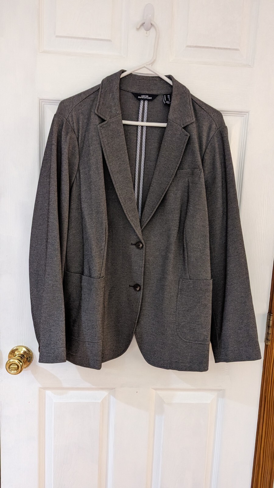 Lands’ End Blazer Gray Rayon Nylon Span 2 Button Patch Pockets Euc Sz 18W Nice!!