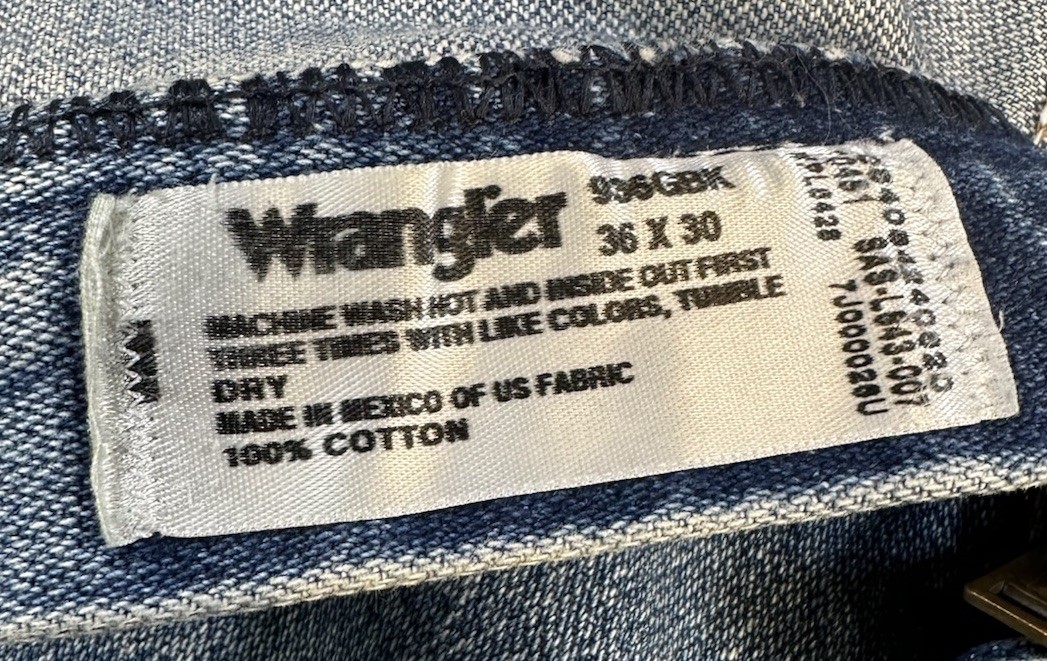 VTG Wrangler Jeans Faded Blue Western Denim US Fabric Men 36X30 (Actual 35X27.5)