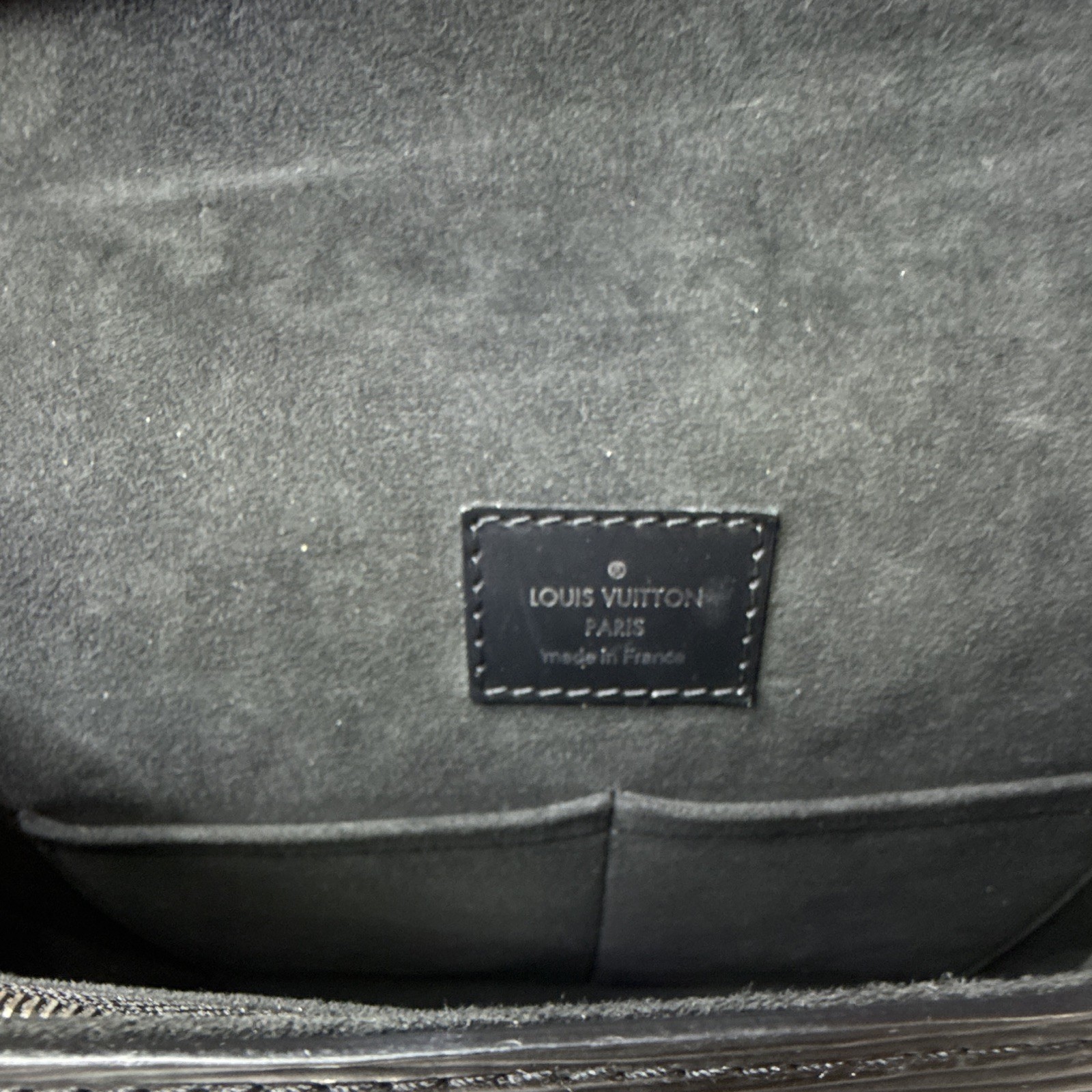 Louis Vuitton Black Epi Satchel Top Handle Zip Bag Detachable Strap Silver