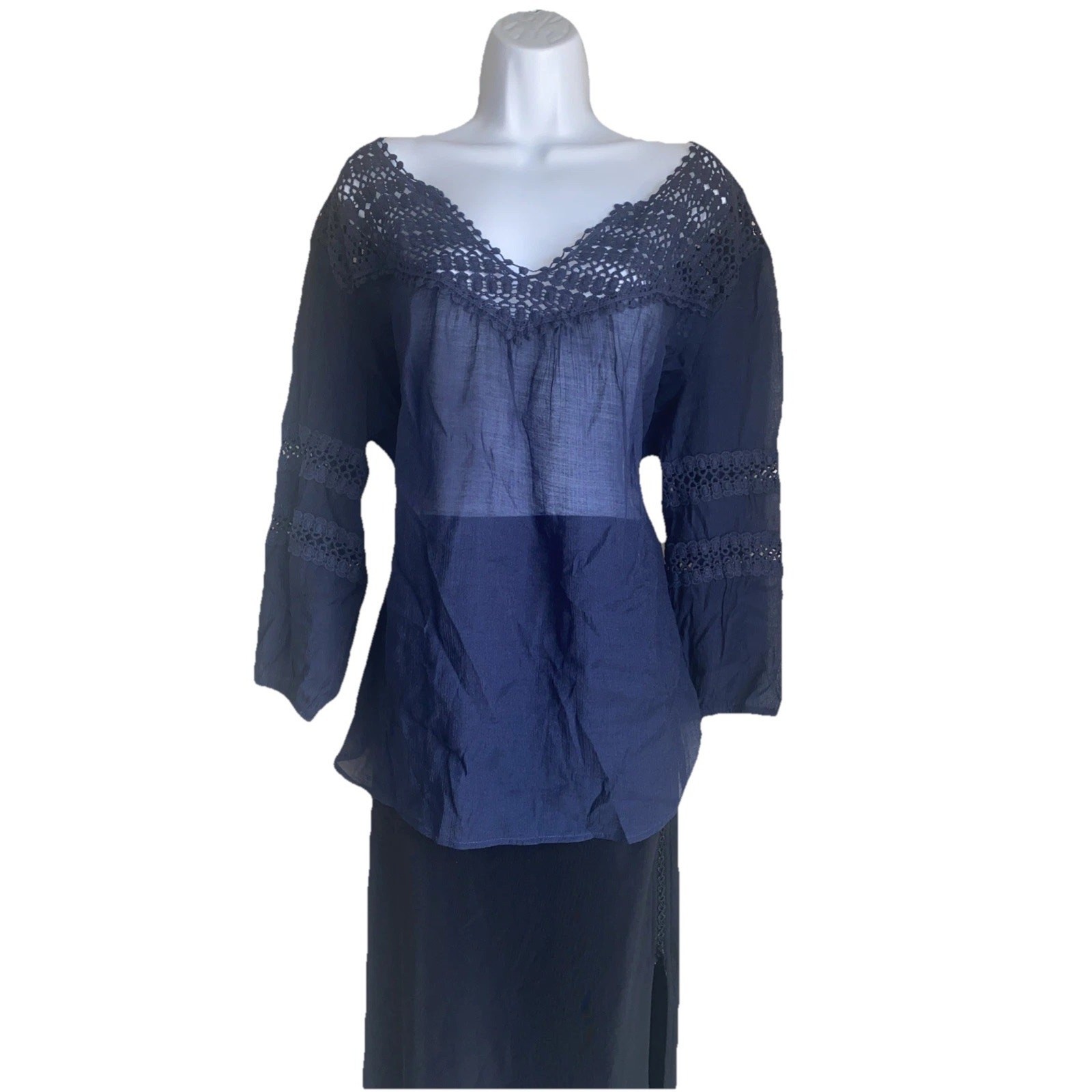 Maurice’s Plus XXL Boho Sheer Crochet Lace Tunic Blouse Cottagecore Whimsigoth