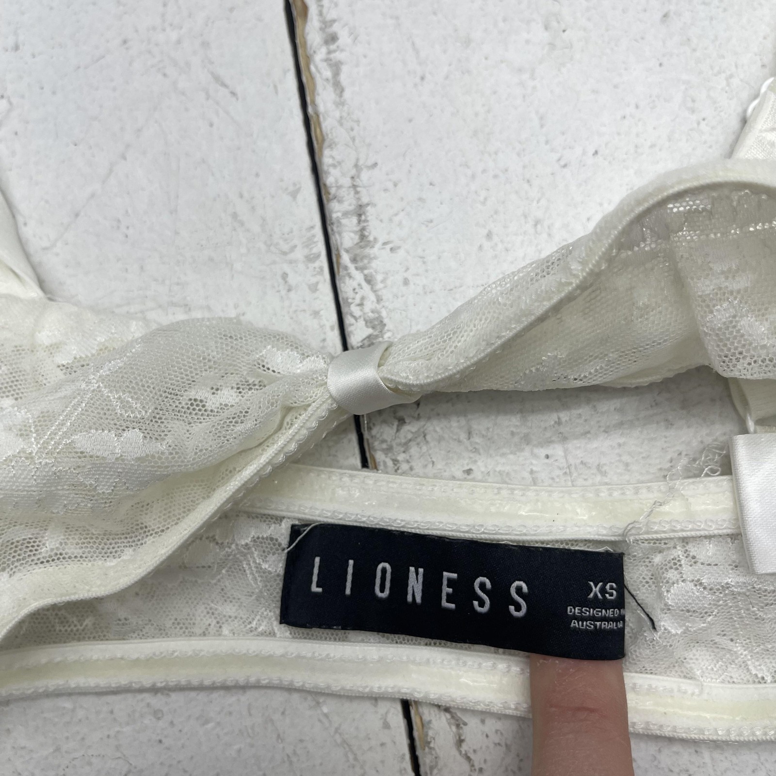 Lioness Bralette Bra Womens XS White Floral Lace Sheer Wireless Unlined Stretch