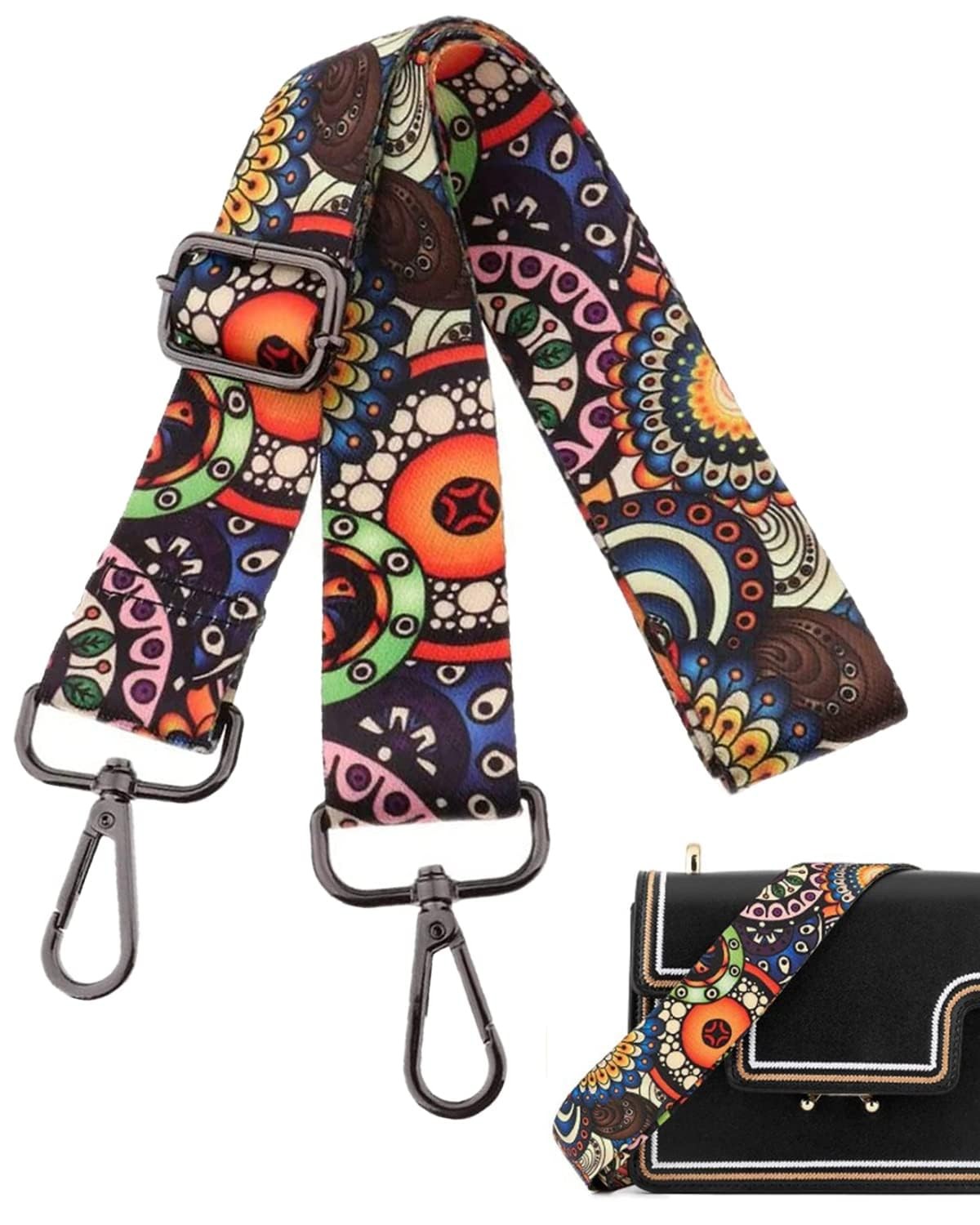 Colorful Purse Strap Replacement- 51 x 1.5″ Vibrant 51 IN, Multicolor