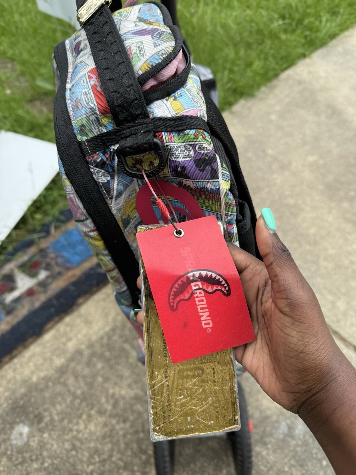 Sprayground Pink Panther Comic Print Backpack Zip Adjustable Straps Pink Lining