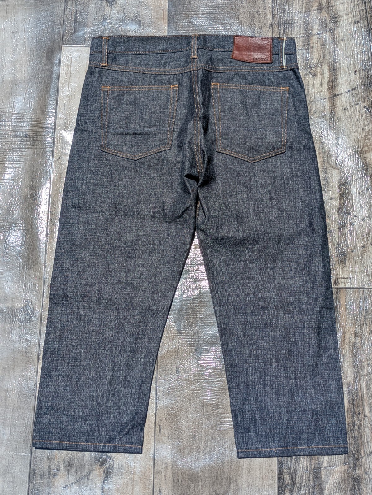 Mens Gustin #37 9oz Light Japan Selvedge Denim Cropped Slim Jeans 34×22.75 Raw