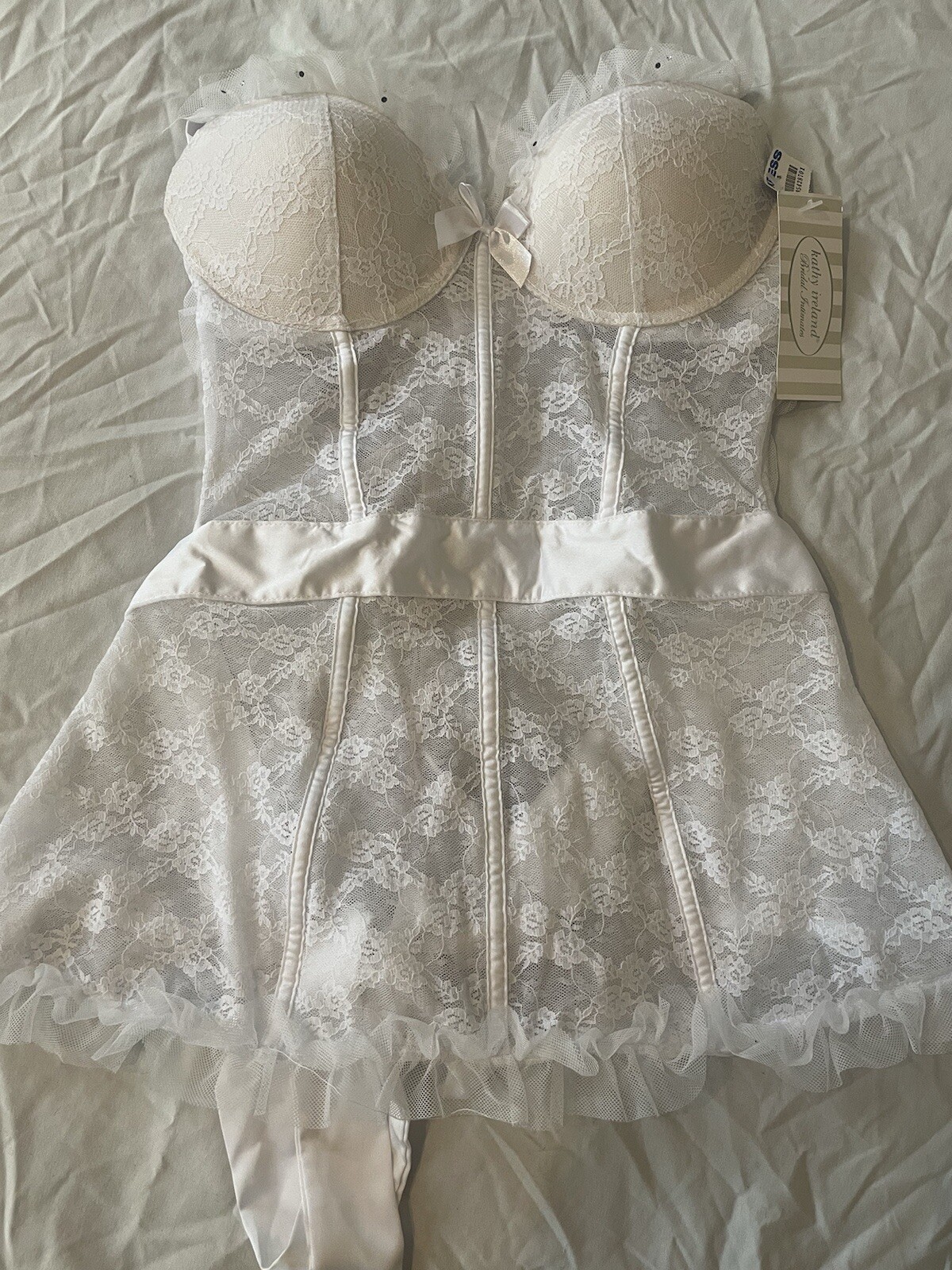 Kathy Ireland Intimates Large NWT White Lace Bridal Lingerie Wedding Honeymoon