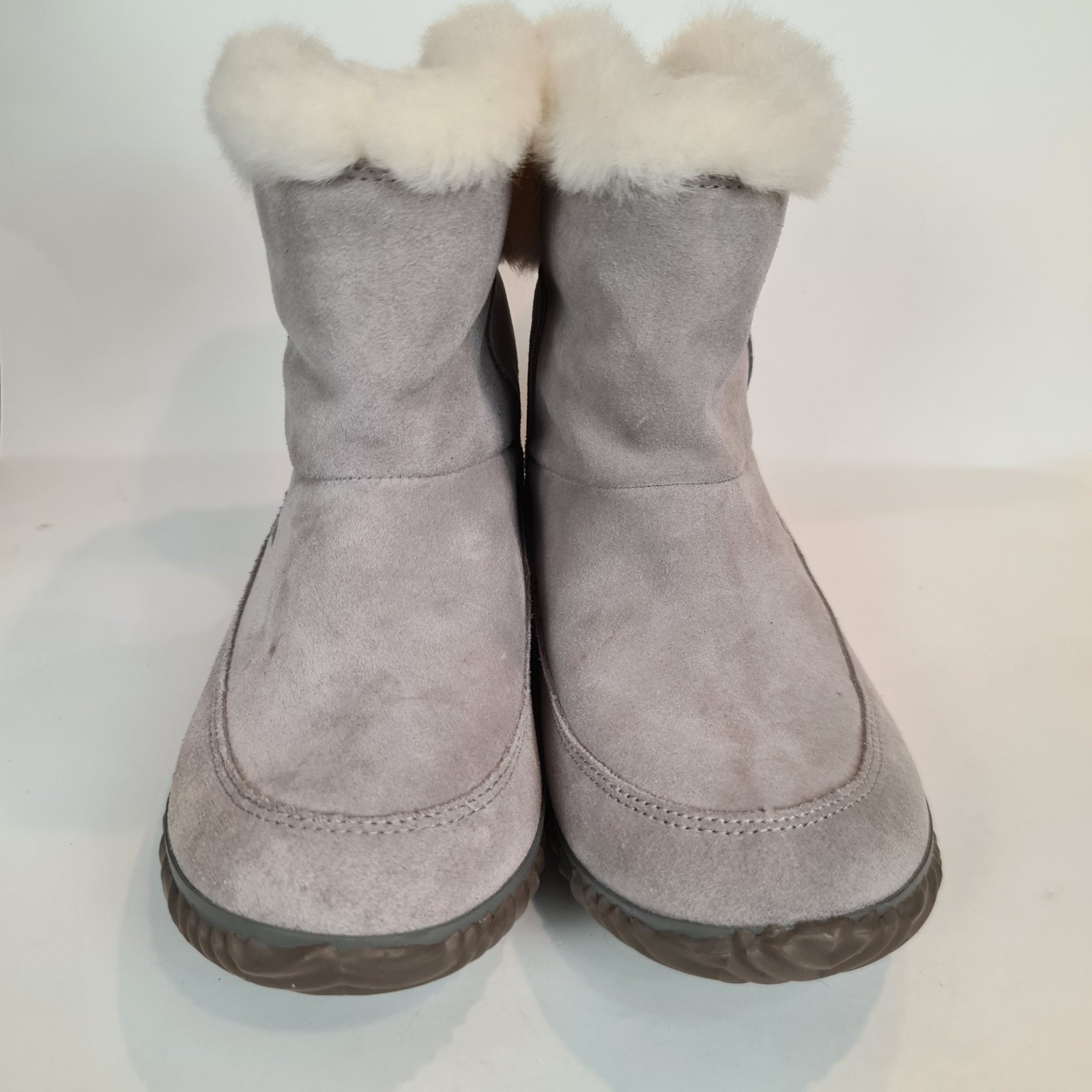 Sorel Out N About Bootie Gray Suede Faux Fur Winter Boots Womens 9 NL3073-061