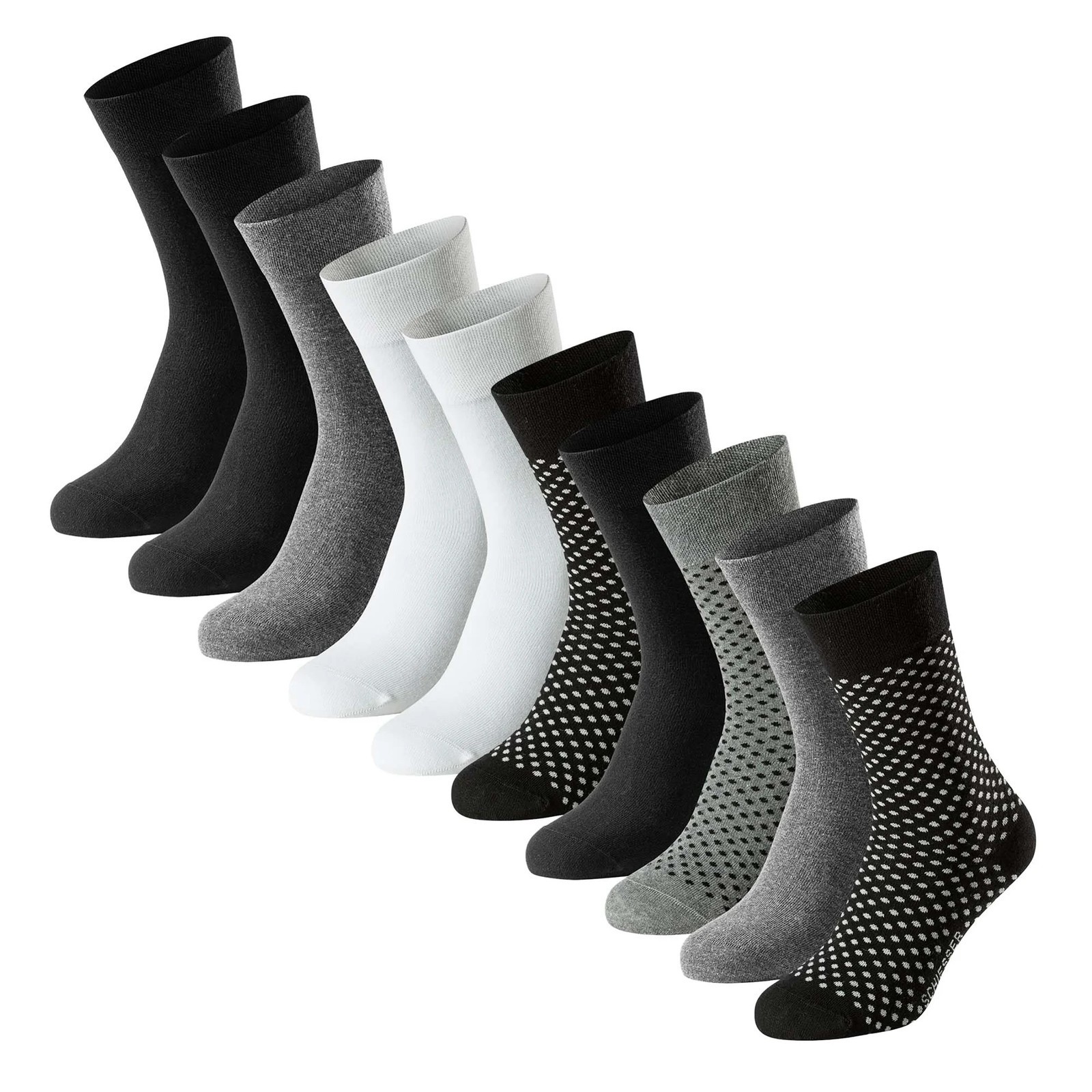 Schiesser Men’s Socks, 10 Pack – “Bluebird”, Cotton Mix, Solid/Patterned …