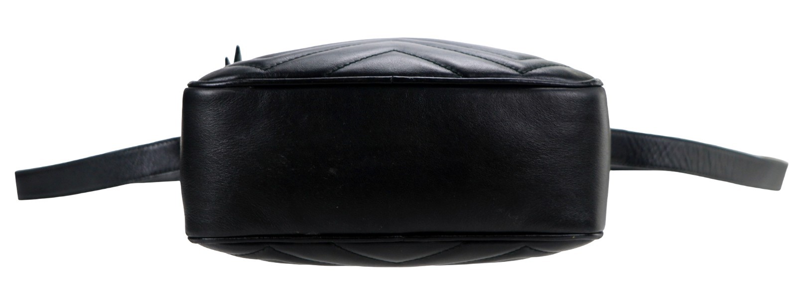 Authentic GUCCI Black Marmont Leather Crossbody Zip-Top Messenger Bag Italy