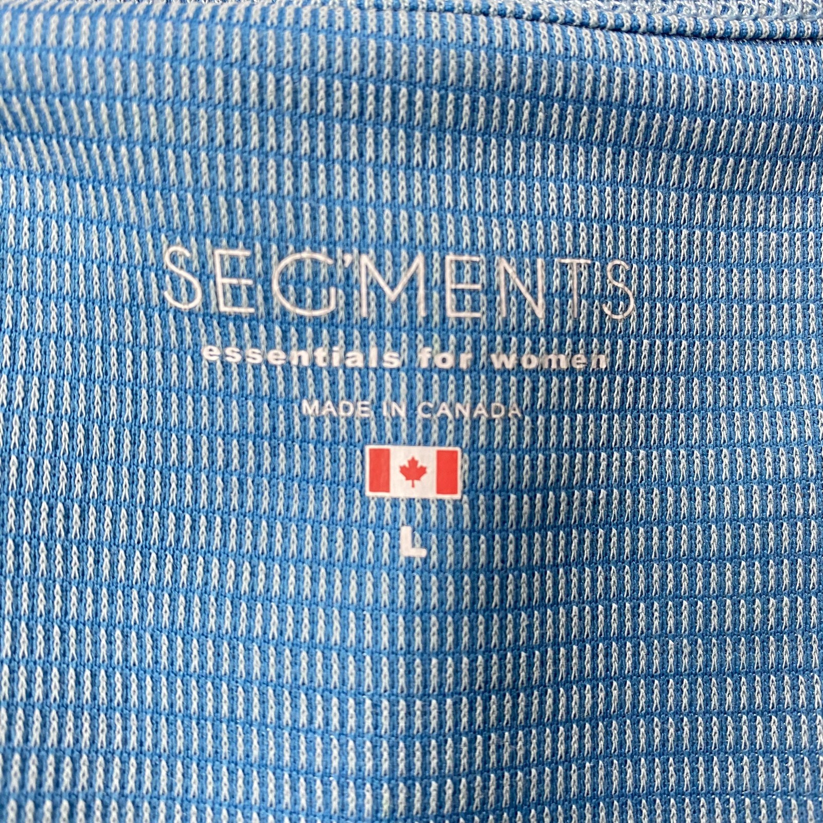 SEG’MENTS Shirt Womens Large Blue Tencel 3/4 Sleeve V Neck Textured Tunic Top