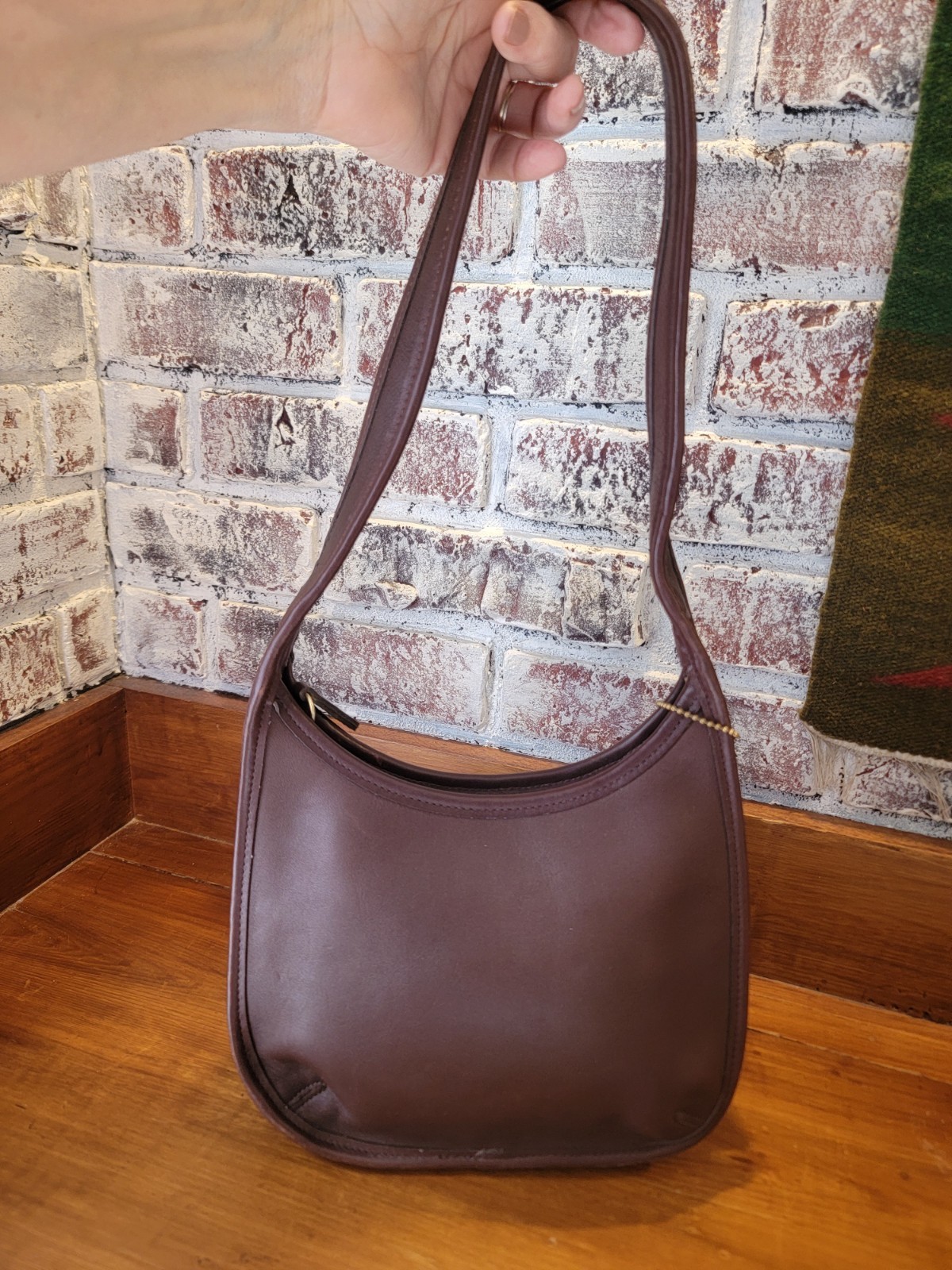 Vintage COACH Leather ERGO 9020 Mahogany Brown Mini Zip Hobo/Shoulder Bag USA