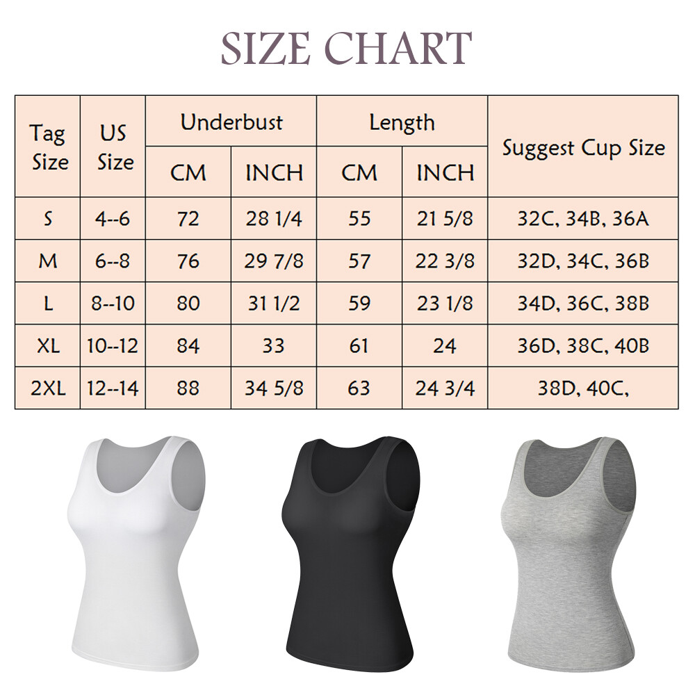 Women Comfort Tank Top with Shelf Bra Basic Layer Wide Strap Soft Gym Undershirt