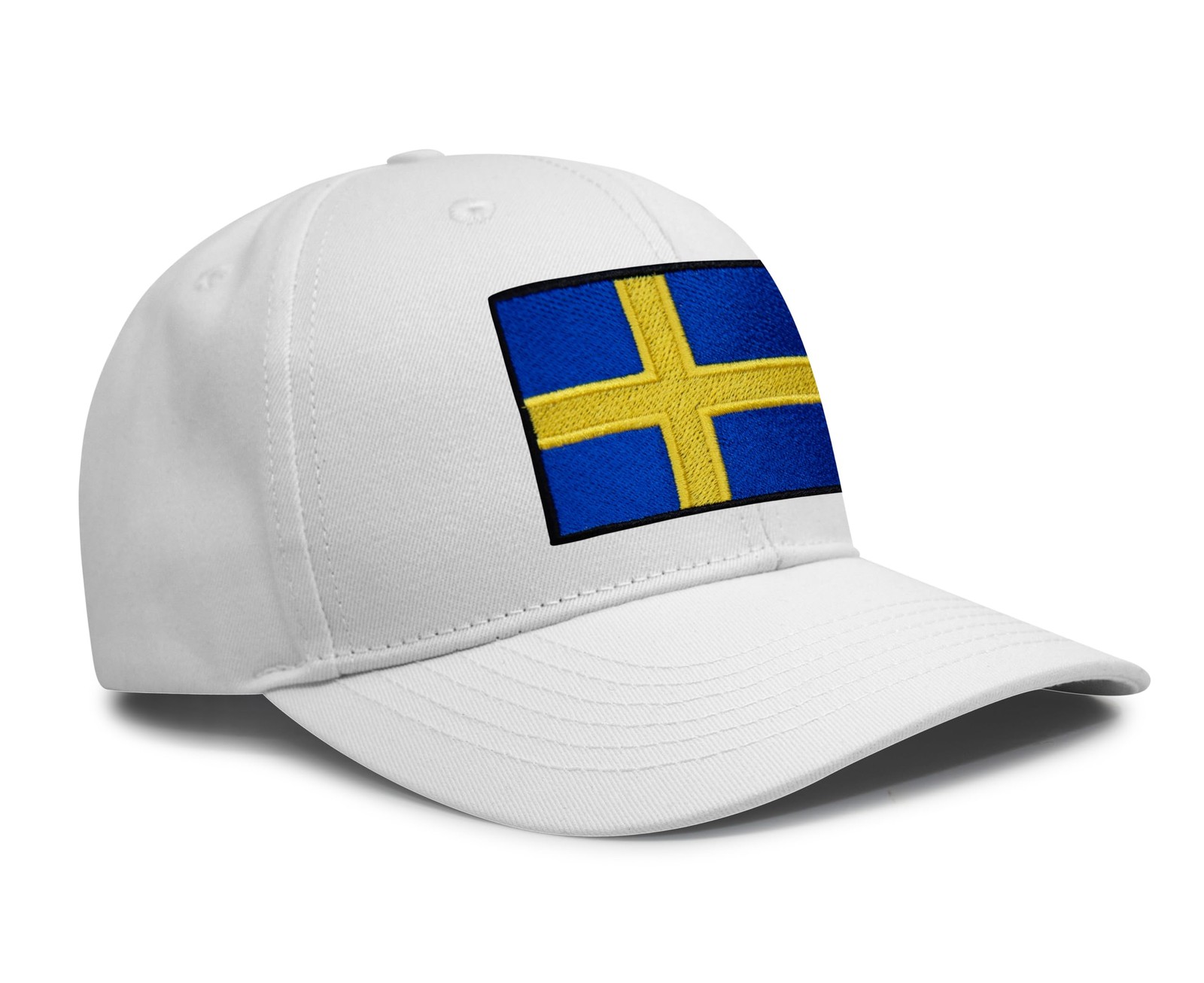 Swedish Flag Hat for Men and Women – Snapback Trucker Baseball Cap (All White)
