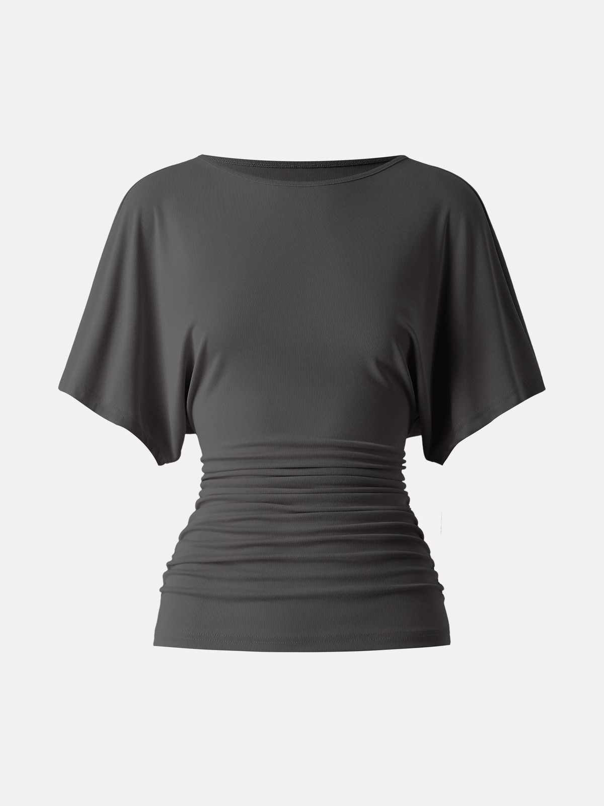 OGL Effortless Boatneck Batwing Sleeve Side Ruched Top