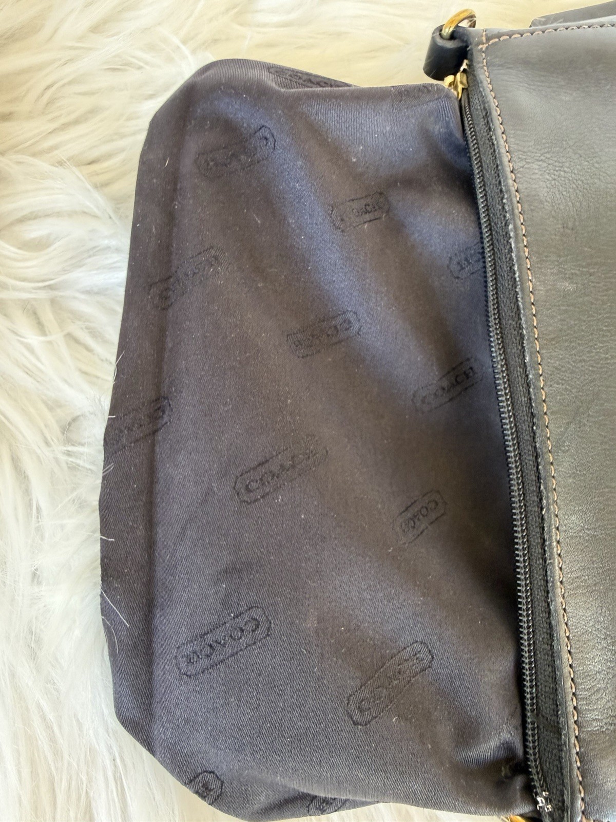 Vintage Coach Bleecker Demi Zip 9311 Black Leather Shoulder Bag USA Y2K