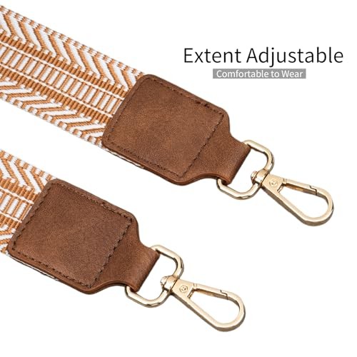 Purse Straps Replacement Crossbody Adjustable Wide 01-brown Knit Embroidery