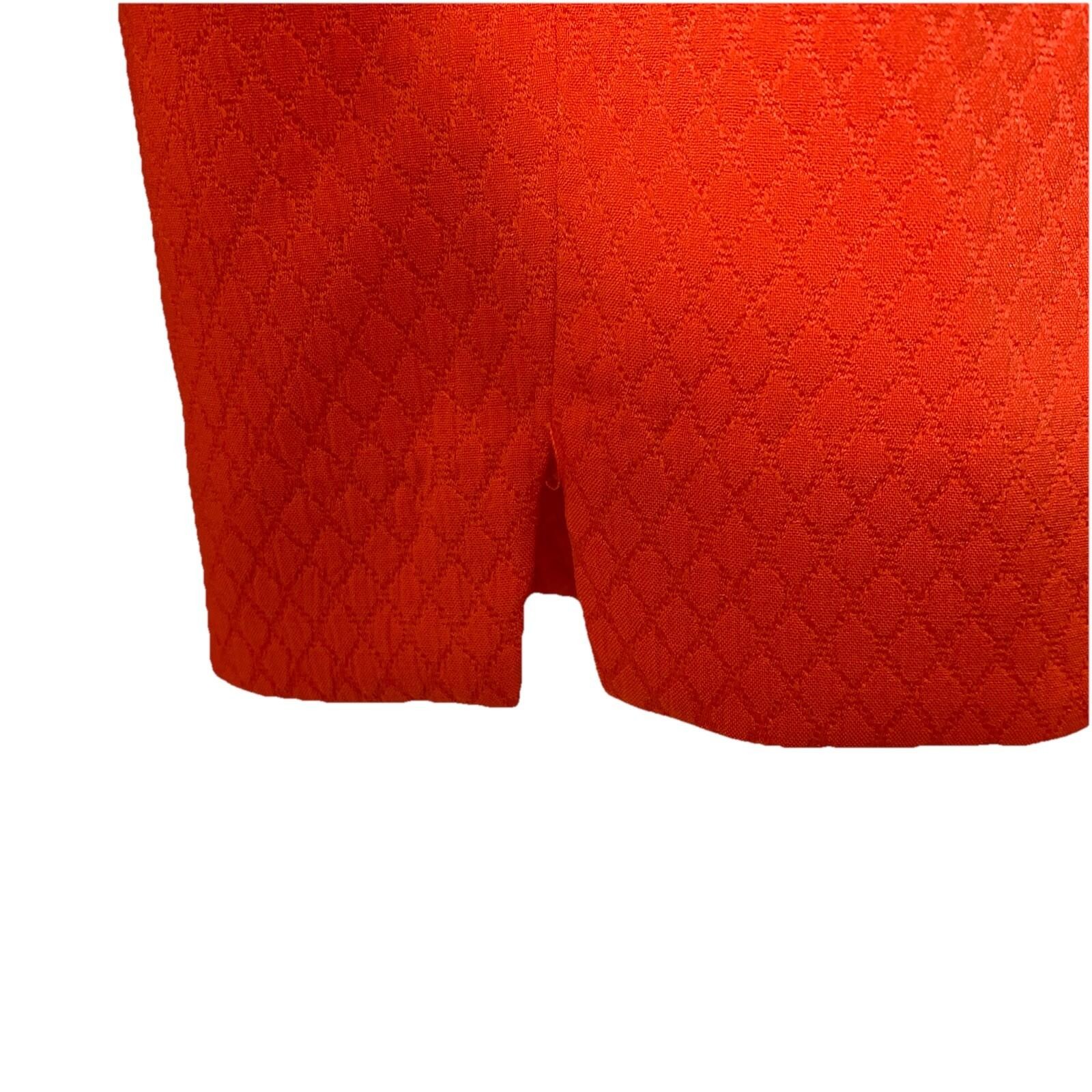 Dalia Collection Ankle Pants Womens 8 Orange Textured Diamond Jacquard Slim Fit
