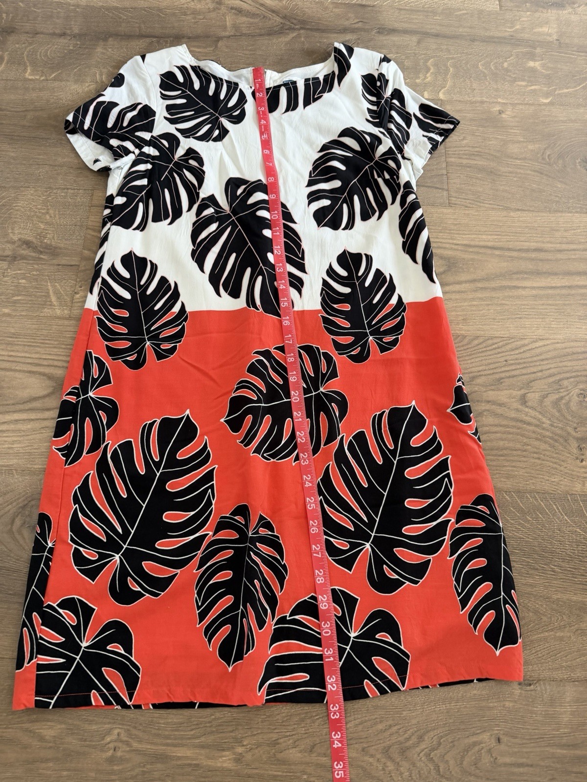 Old Navy Petite S Tropical Floral Shift Dress White Orange Black Lined Back Zip