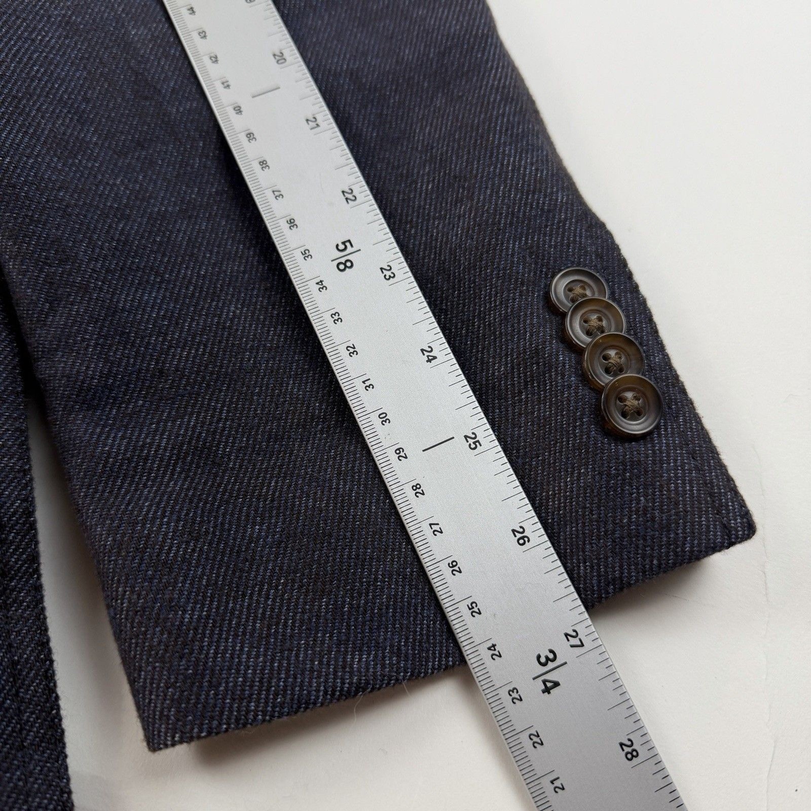 Kroon Linen Wool Unstructured Blue Blazer 44L Sport Coat Jacket Double Vented