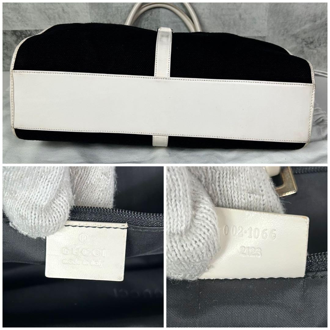 GUCCI Jackie Shoulder bag GG canvas leather black Vintage Authentic From Japan